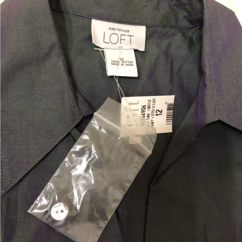 LOFT Ann Taylor Cotton Iridescent Sleeveless Wrap Around Blouse Collared Shirt - Picture 4 of 15